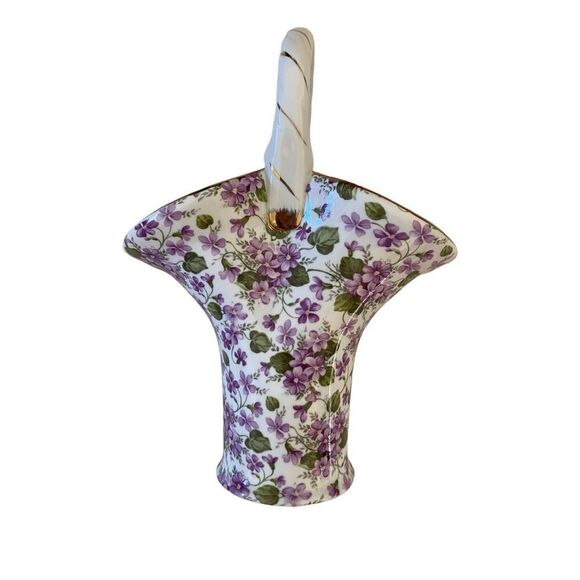 Formalities Violet Chintz Collection Porcelain Basket Vase House Decoration Glas - Picture 2 of 10